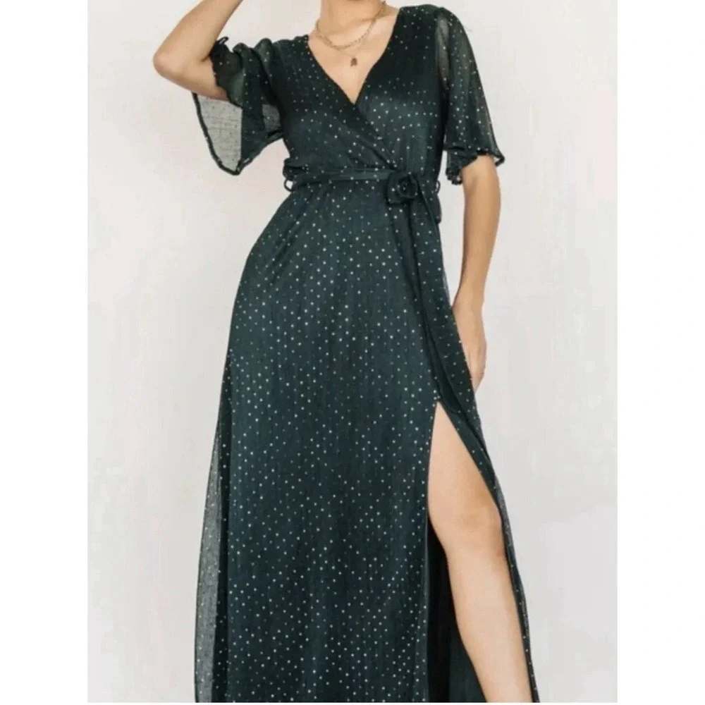 Baltic Born Grace Sparkle Maxi Dress Women XS Green NEW NWT Formal Wedding Guest